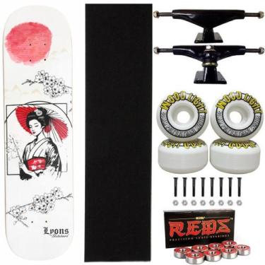 Imagem de Skate Lyons Maple Montado 8.0 Red Bones Roda Wood Light 53mm Cor:Verme