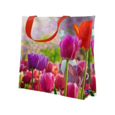 Imagem de Sacola Reutilizável Flores 39x18x35cm Bompack