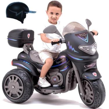 Imagem de Moto Eletrica Biemme Sprint Turbo 12V com Capacete Preta Boy