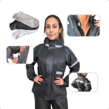 Imagem de Capa de Chuva Feminina para Motoqueira Conjunto PVC Impermeável Rosa c