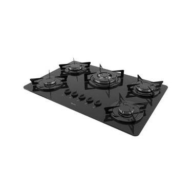 Imagem de Cooktop a Gás Terim Trm 5b Tc 5 Bocas Vidro Temperado Tripla Chama Preto Bivolt