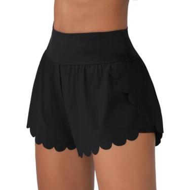 Imagem de Shorts de Natação ATTRACO Feminino Preto Tamanho L Controle de Barriga