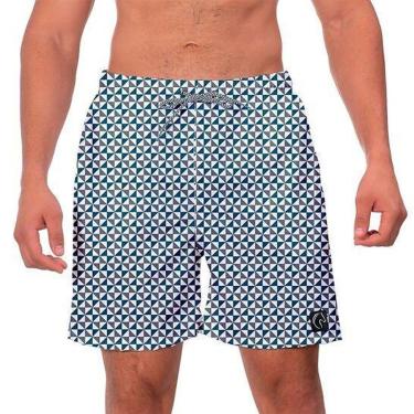 Imagem de Short Praia Masculino W2 Geometrico Branco e Cinza Casual Urbano Piscina Lazer-Masculino
