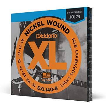 Imagem de Encordoamento Para Guitarra 8 Cordas .010-.074 Híbrida D'Addario XL Nickel Wound EXL140-8