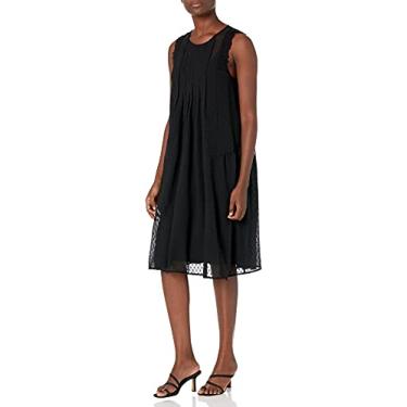 Imagem de Lucky Brand Vestido feminino de manga curta com bolinhas suíças, Lucky Black, P