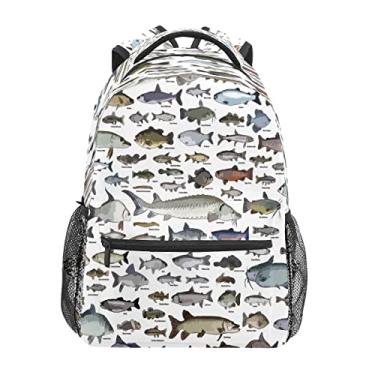 Imagem de Mochila escolar para meninos e meninas, com peixes, alunos, bolsa de ombro para meninos e meninas, leve, durável, bolsa de viagem para trilhas, acampamento, dia