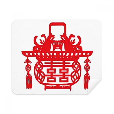 Imagem de Pano de limpeza de tela com estampa de lótus da lanterna vermelha chinesa 2 peças de tecido