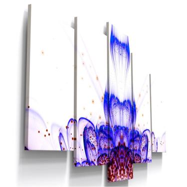 Imagem de Quadros Decorativos Flor Azul Escuro Abstrato Sala 