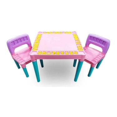 Imagem de Mesa De Atividades Infantil Rosa Com 2 Cadeiras Desmontável