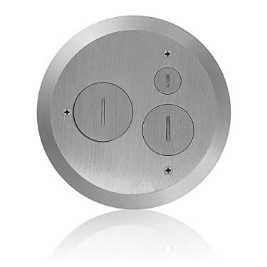 Imagem de Leviton FBC1S-N Placa de cobertura para caixa de concreto banhada a níquel, 1 tampa de parafuso e 2 tampas de dados