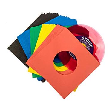 Imagem de Capas de vinil para discos de 45 rpm – 17,78 cm premium sem ácido, capas de papel multicoloridas para discos individuais de 17,78 cm – Pacote com 50