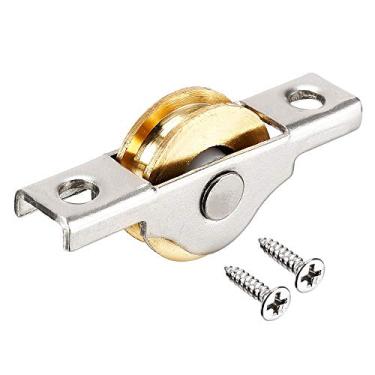Imagem de 2 pcs Cabinete de janela de porta deslizante 22mm u groove único polia de roda de roda de bronze de aço inoxidável eletrodomésticos acabamento