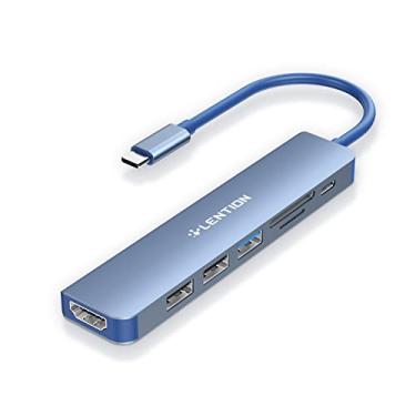 Imagem de LENTION Hub USB C carregamento de 100 W, HDMI 4K, Dual Leitor de Cartão, Compatível USB 3.0 e 2.0 2023-2016 MacBook Pro, novo Mac Air/Surface, Chromebook, adaptador de driver estável (CB-CE18, Azul)