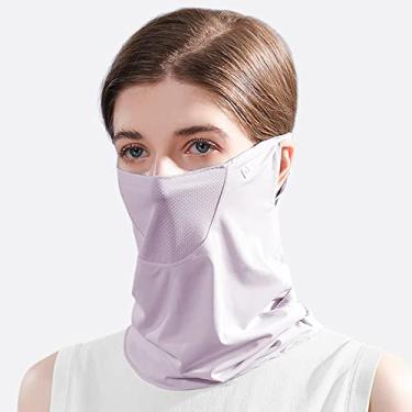 Imagem de Wemay Protetor solar feminino capa facial protetor auricular polaina pescoço cachecol respirável rosto balaclava para esportes ao ar livre