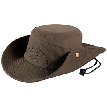 Imagem de Obling Chapéu de sol, chapéu de pesca UPF 50 aba larga chapéu chapéu safari boonie B-verde escuro