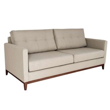 Imagem de sofá 3 lugares carlo veludo bege e imbua 180 cm