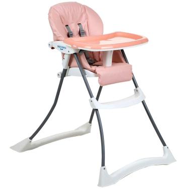 Imagem de Cadeira Alimentação Refeição Infantil Bebê 6-36M 15kg Reclinável Bandeja Dupla Rose Madder Burigotto