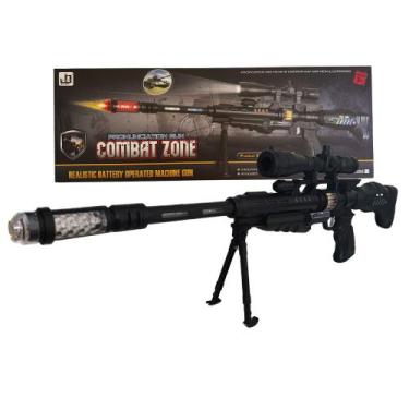 Metralhadora Fuzil Arma Militar Som Luz Mov. 62 Cm Não Nerf