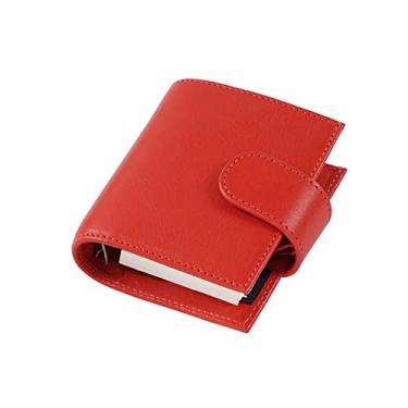 Imagem de Bloco de notas tamanho A9 normal de couro de grão integral 3 furos anel de ventoinha caderno com organizador de 19 mm diário de viagem, carmesim