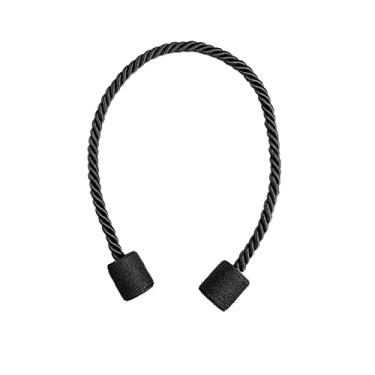 Imagem de Cortina magnética retenções fivela fivela clipe íman tie backs cortinas de bola penduradas ouro corda acessórios, carvão, 4 peças