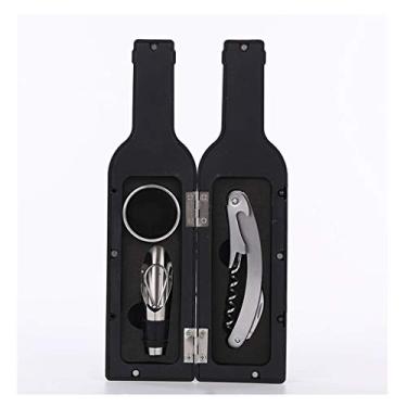 Imagem de Abridor de vinho criativo conjunto saca-rolhas de vinho 5 peças conjunto de saca-rolhas de vinho multifuncional rolha de vinho e anel de gotejamento com multifuncional (tamanho: A)