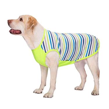 Imagem de Pijama para cachorro camiseta listrada respirável sem mangas colete para cachorro de estimação macio e elástico para cães de médio porte