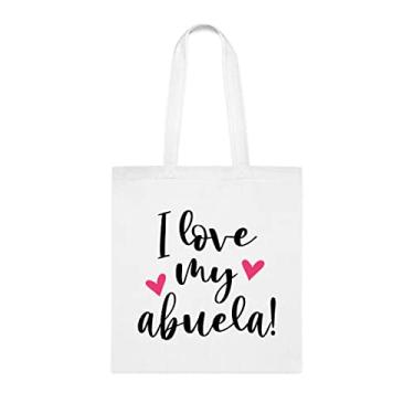 Imagem de I Love My Abuela, presente para cachorro Abuela, aniversário de cachorro Abuela bolsa de ombro para cachorro Abuela, sacola reutilizável para cachorro Abuela, Branco