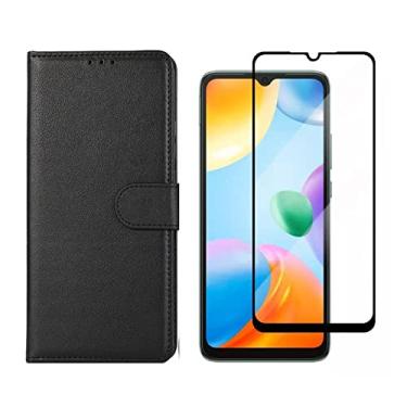 Imagem de Kit Capa Carteira Flip + Pelicula Cerâmica Compatível Xiaomi Redmi Note 11 Redmi 10C Poco X4 Pro M4 Pro (Redmi 10C)