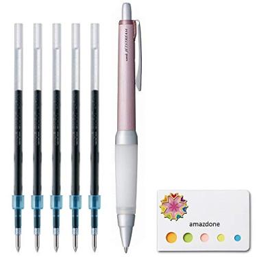 Imagem de Mitsubishi Pencil Caneta esferográfica Uni-Ball Alpha-Gel Jetstream de 0,7 mm, corpo rosa, tinta preta (SXN1000071P13) + conjunto de 5 refis de tinta (SXR-7.24) e nossas notas adesivas originais