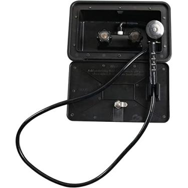 Imagem de TOTMOX Kit de caixa de chuveiro exterior RV, caixa de kit de chuveiro exterior, 11,4 cm x 4,5 cm, preto, adequado para motorhome, trailer, trailer