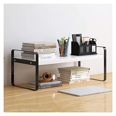 Imagem de KIZQYN Estante pequena simples arte de ferro prateleira de mesa organizador de mesa prateleira de armazenamento de escritório prateleira de exibição para materiais de escritório estante (cor: preto-b, tamanho: 30x20x18cm)