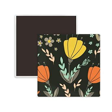 Imagem de Lembrança de ímã de geladeira de cerâmica quadrada de flor laranja amarela