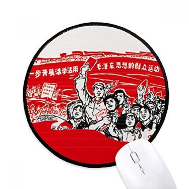 Imagem de DIYthinker Chapéu de bandeira vermelha Mao Zedong Anthology Mouse Pad Desktop Office Tapete redondo para computador