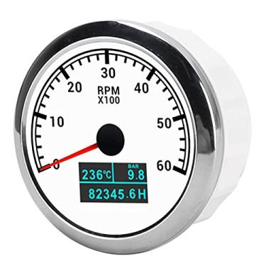 Imagem de Medidor de temperatura da água, 6000 RPM Motor de Passo Alta Precisão Tacômetro Medidor de Pressão de Óleo para Carro Caminhão Barco (Placa Branca)