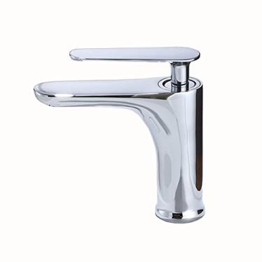 Imagem de LIDON Torneira de banheiro de alça única torneira da pia do banheiro torneiras de latão de furo único torneira de banheiro preta furo único torneira de banheiro, preto B (cor: cromado)