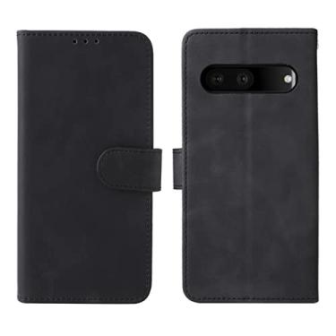Imagem de YINGDAFENG Capa flip para Google Pixel 7Pro, capa carteira de couro PU magnética com slots para cartão recurso de suporte e alça de pulso à prova de choque TPU capa interna para mulheres e homens, preta