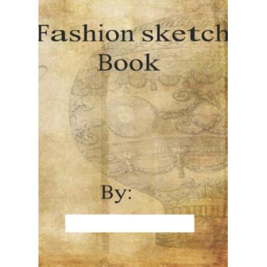 Imagem de Fashion Designer Sketchbook, Steampunk Vintage cover: Female form figures sketching and designing on