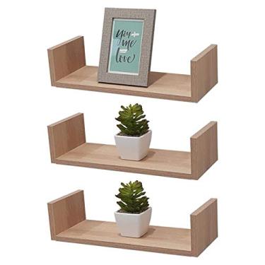 Imagem de Kit 3 Prateleiras U 40 x 15cm Carvalho Suporte Invisível