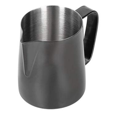 Imagem de Xícara de espuma, copo de espuma de leite, fabricação de arte de café, xícara de latte de café, jarra de espuma de aço inoxidável, restaurante para cafeteria e casa (titânio preto, 350 ml)