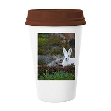 Imagem de Caneca branca de coelhos ciência natureza cenário café copo cerâmica copo tampa