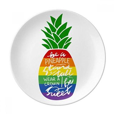 Imagem de Abacaxi Rainbow LGBT Bandeira Placa Decorativa Porcelana Salver Prato de Jantar