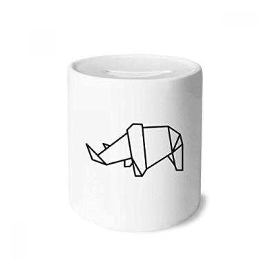 Imagem de DIYthinker Caixa para dinheiro abstrata origami rinoceronte forma geométrica caixa de cerâmica porta-moedas presente de cofrinho