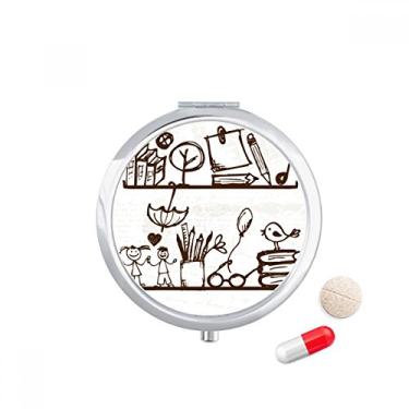 Imagem de Linda ilustração para crianças, estante de livros, porta-comprimidos, compartimento para remédios