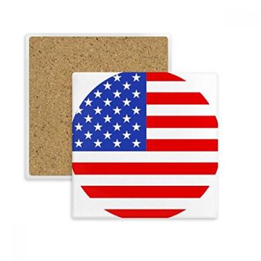 Imagem de Porta-copos quadrado com símbolo norte-americano da bandeira dos EUA, pedra absorvente para bebidas, presente de 2 peças