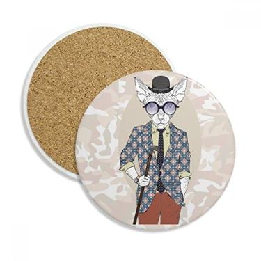 Imagem de Caneca de porta-copos com ilustração de cachorro adorável para aquarela, proteção de mesa, pedra absorvente