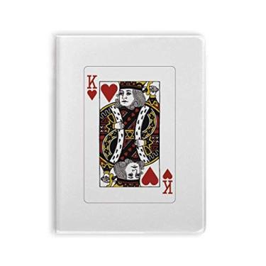 Imagem de Caderno com estampa de cartas de baralho em formato de coração K, capa macia para diário
