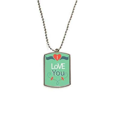 Imagem de Colar de aço inoxidável com pingente de identificação para cães Green I Love You Dia dos Namorados