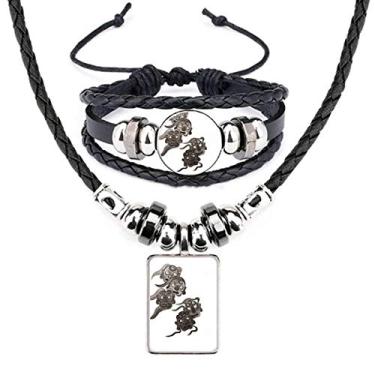 Imagem de Conjunto de joias de pulseira de couro monstro estilo cinco Goblins estilo chinês