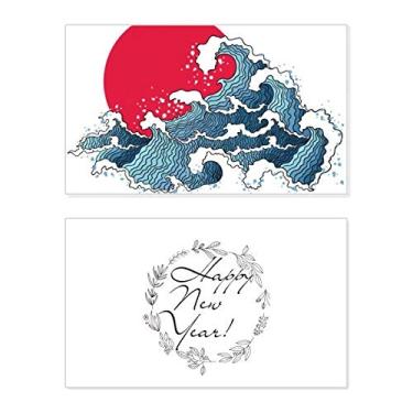 Imagem de Japan Red Sun Sea Aquarela Ano Novo Festival Cartão de felicitações Bless Message Present