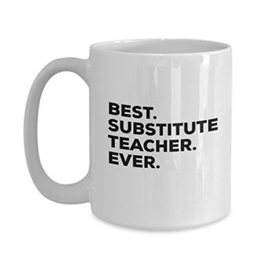 Imagem de Presentes para professores substitutos – Caneca de melhor substituto para professores de todos os tempos – Copo de café – Conjunto de caixa de cesta de presente – Ensino fundamental do ensino médio